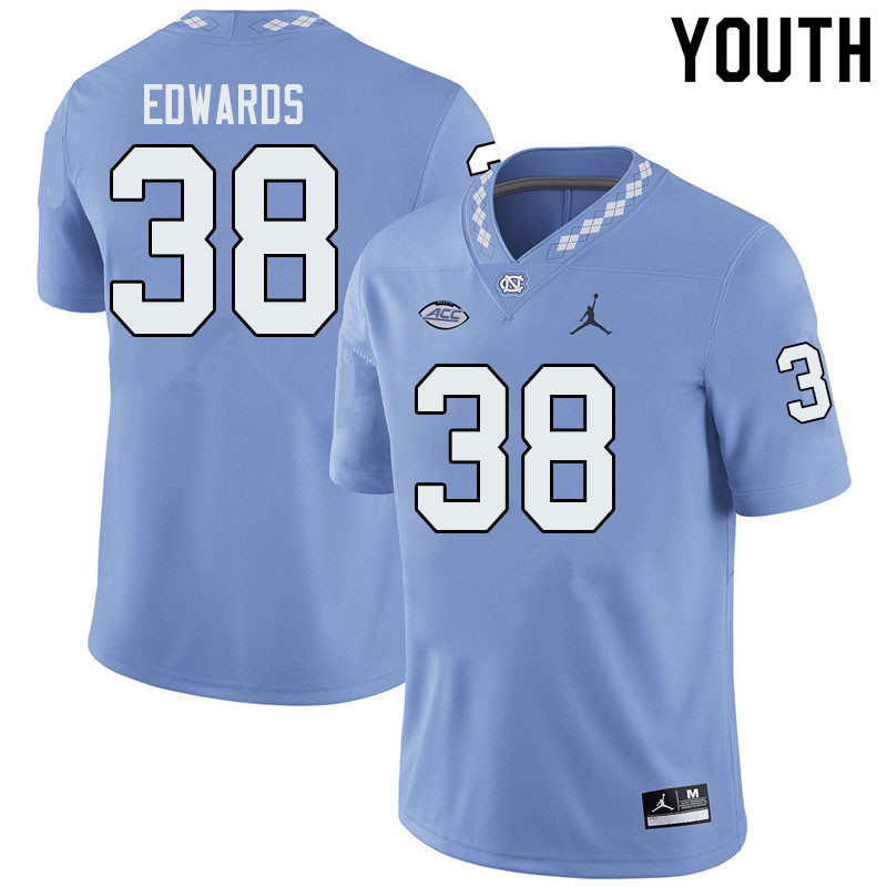 Jordan Brand Youth #38 Val Edwards North Carolina Tar Heels College Football Jerseys Sale-Blue